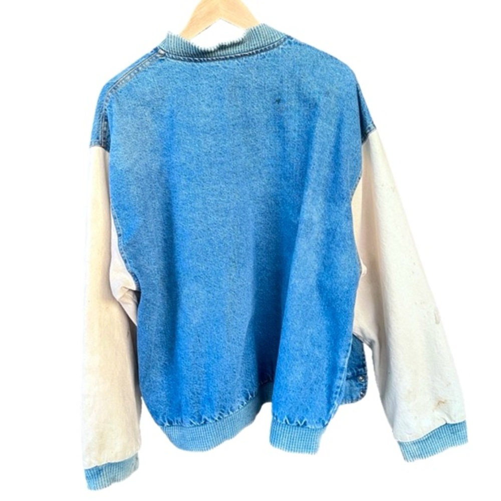 Vintage Retro Dixon K-Products Denim Bomber Varsity Jacket Canvas Distressed XL - Picture 3 of 10